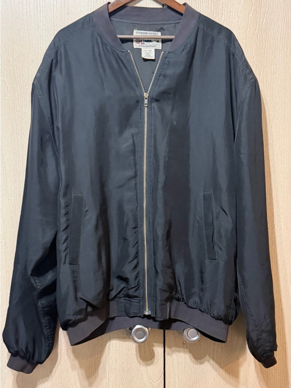 Embarcadero San Francisco Collection Black Satin-Look Bomber Jacket